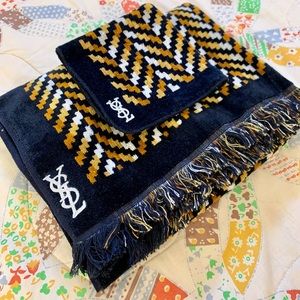 Vintage 1970’s YSL Yves Saint Laurent for Fieldcrest Bath Towel and Washcloth
